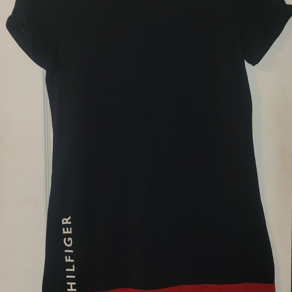 Tommy Hilfiger Women's Navy and Red Short Sleeve Dress
